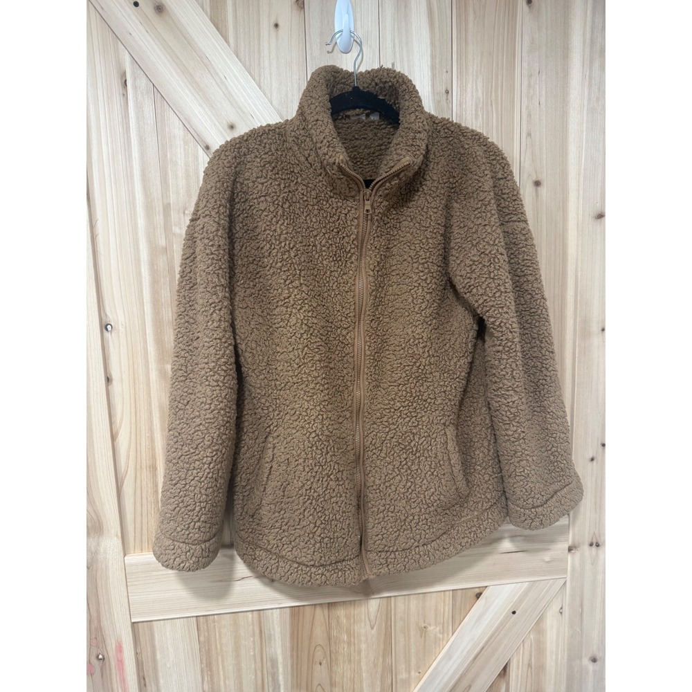 Gap Maternity Sherpa Fleece Jacket Brown Full Zip S